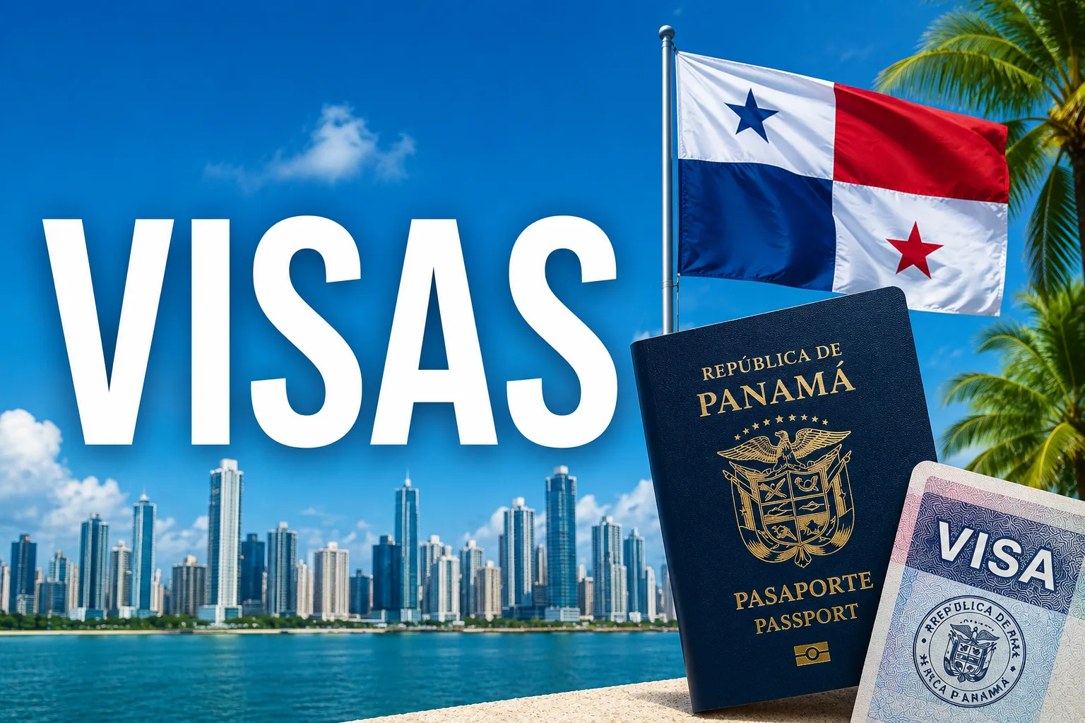 Panama visas guide with passport, visa and flag